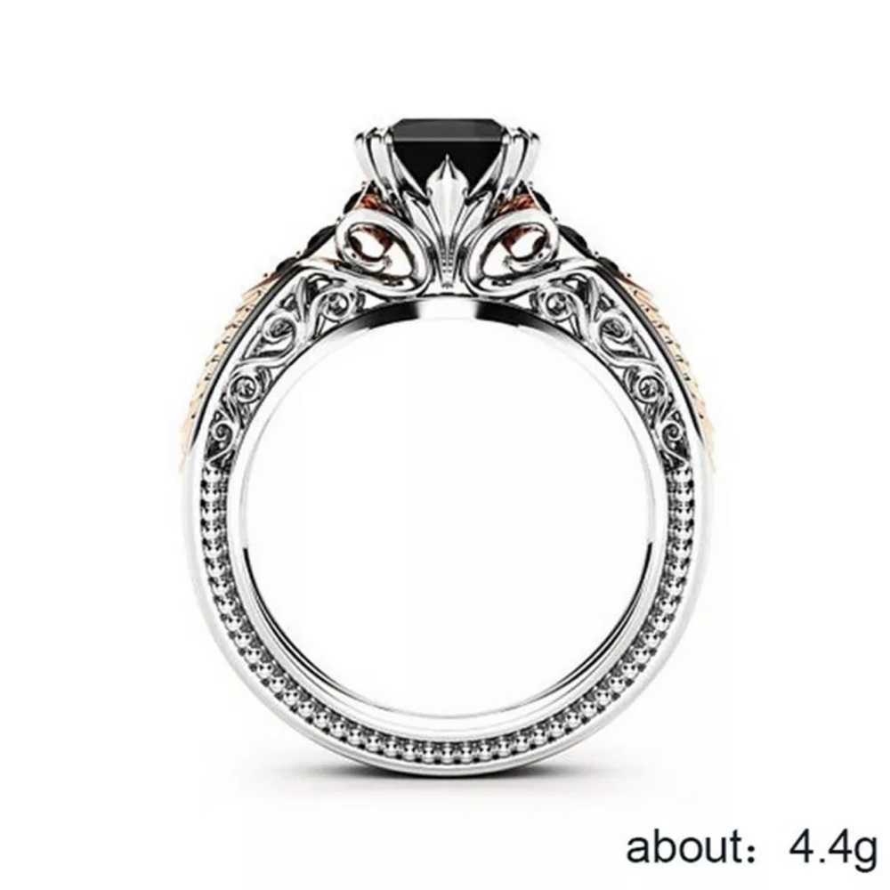 Gorgeous 925 Silver Wedding Rings Black Sapphire - Picture 3 of 4
